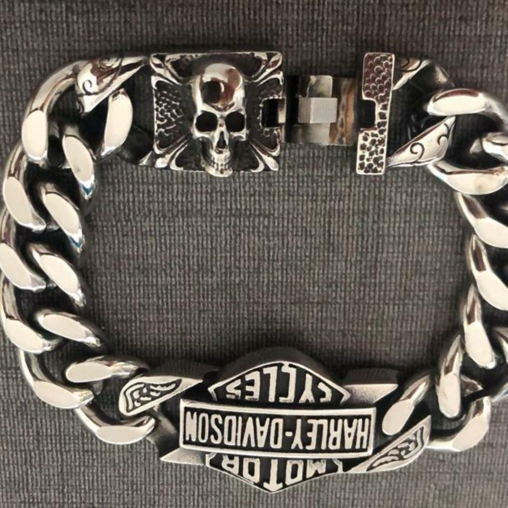 Harley Davidson HD Titanium Steel Wristband Biker Bracelet Riders Skul… - Picture 5 of 16